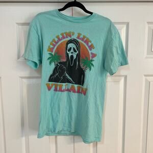 Ghost Face Scream Halloween Themed‎ Turquoise Short Sleeve Tee Shirt